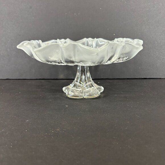 Mikasa Holiday Classics Christmas Crystal Footed Pedestal Bon Bon 9" shallow bow - Picture 7 of 11